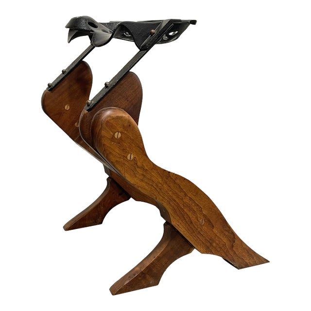 Studio Made Handcrafted Solid Walnut + Cast Iron Tractor Seat Stool / Chair For Sale