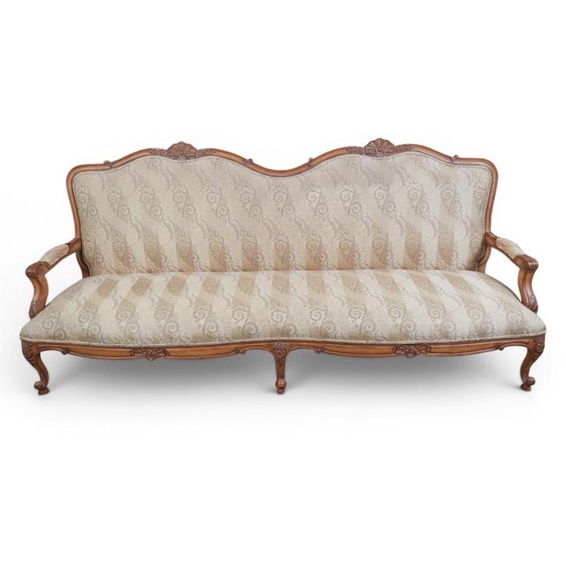 Mid 20th Century Louis XV Style Upholstered Sofa For Sale - Image 4 of 12