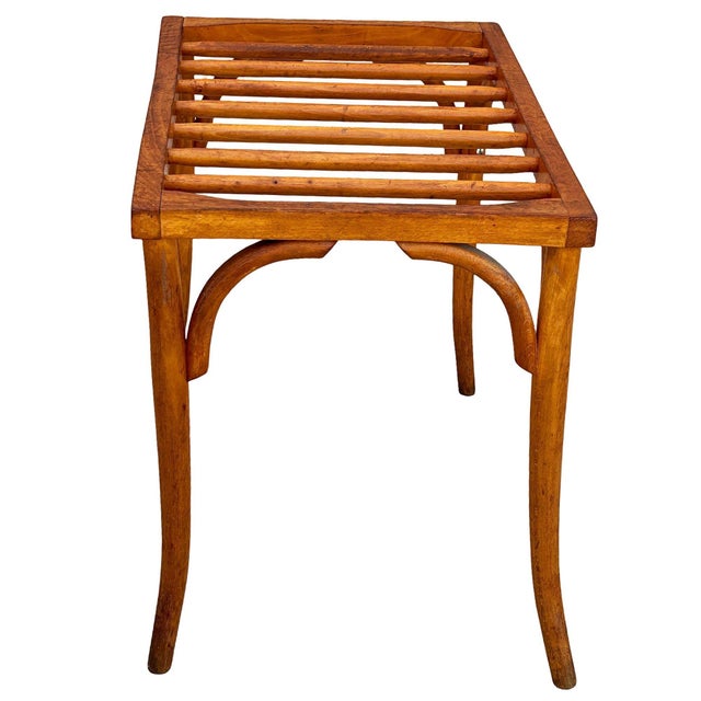 1900 - 1909 Early 20th Century Light Stain Bent Beech Suitcase Baggage Rack For Sale - Image 5 of 7