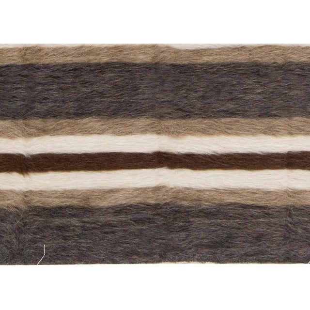 Taurus collection striped brown, white, grey, goat hair rug by Doris Leslie Blau. Size: 4.0" × 6.2" (121 × 187 cm). Not...