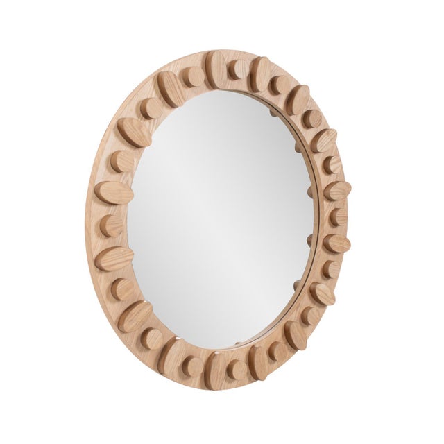 2020s Robin Baron Winfield Wooden Round Mirror For Sale - Image 5 of 9