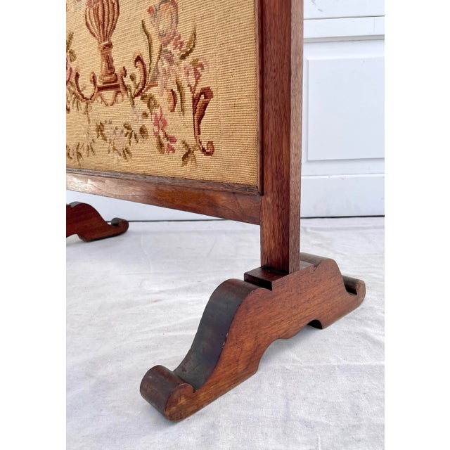 Antique Wood Fireplace Screen With Needlepoint Embroidery For Sale - Image 12 of 12
