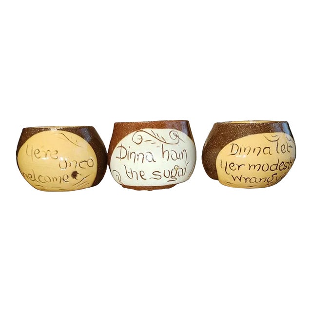 1800's Cumnock Pottery Motto Ware Trio - Set of 3 For Sale