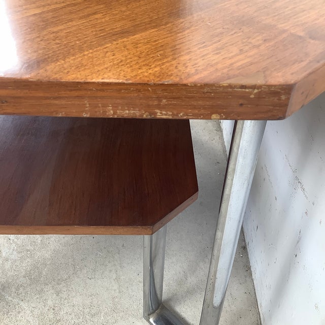 Vintage Modern Coffee Table With Bookmatched Veneer Top and Chrome Base For Sale - Image 11 of 12