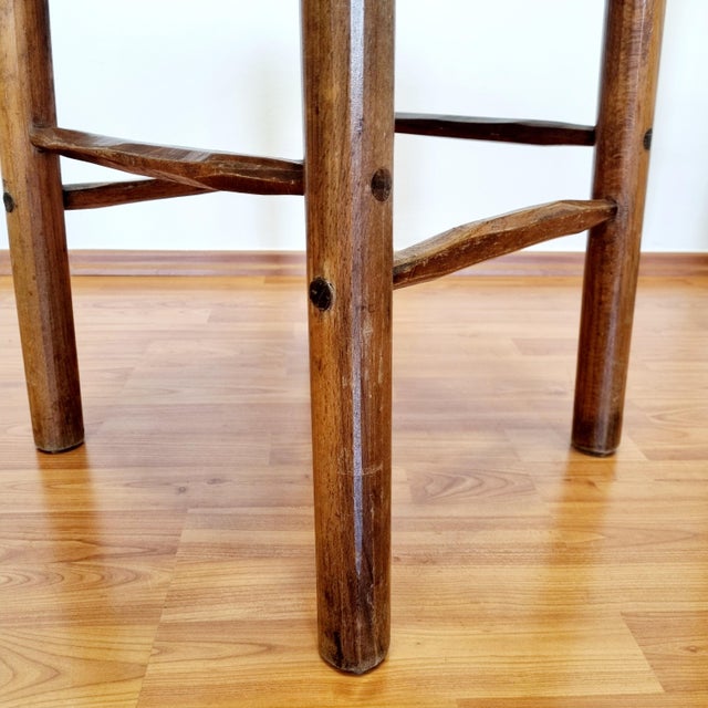 Mid-Century Rustic Wood and Cane Stools, Italy, 1960s, Set of 3 For Sale - Image 9 of 11