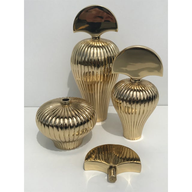Mid-Century Modern Decorative Brass Perfume Bottles - Set of 3 For Sale - Image 3 of 6