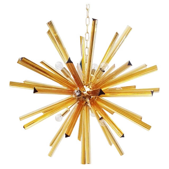 Sputnik Amber Triedro Murano Glass Chandelier by Simoeng For Sale