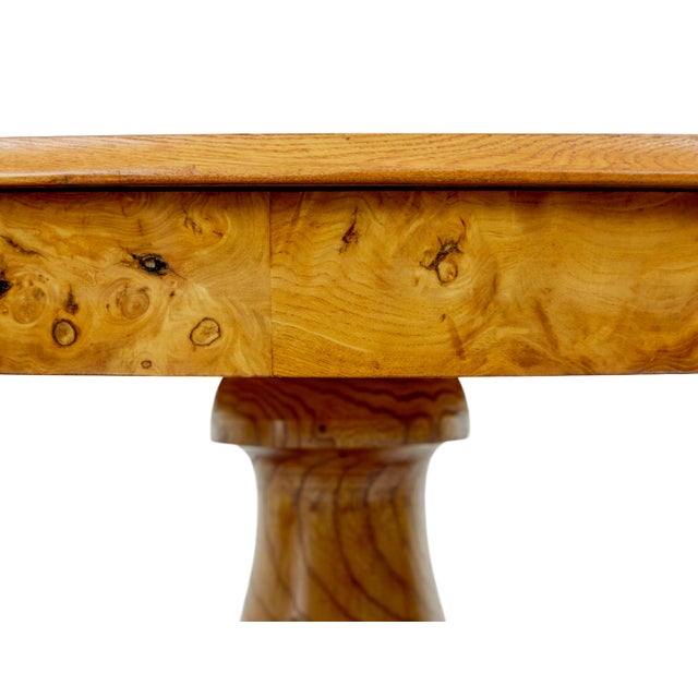 Hand-Carved and Inlaid Elm Side Table, 1870s For Sale - Image 4 of 10