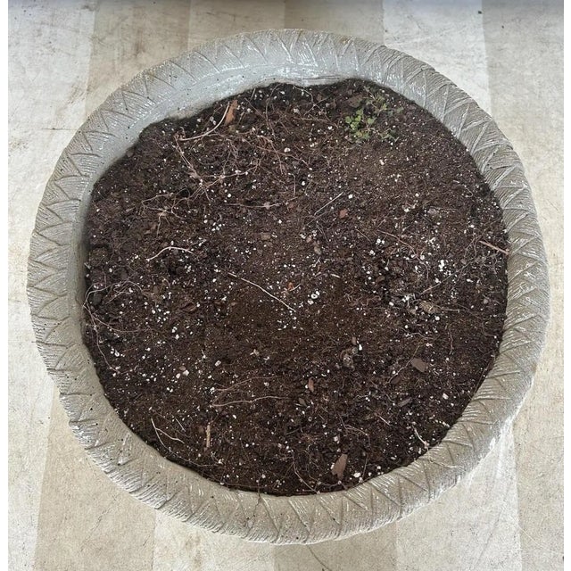 Early- Mid 20th Century Basketweave Cast Stone Planter For Sale - Image 4 of 4