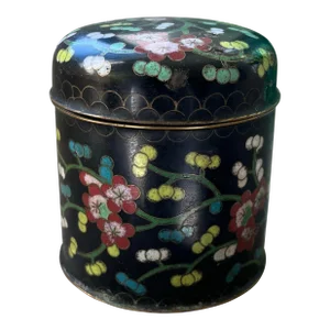 Antique Chinese Cloisonné Tea or Tobacco Canister in a Delicate Floral Pattern