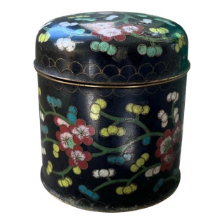 Antique Chinese Cloisonné Tea/Tobacco Canister in a Delicate Floral Pattern For Sale
