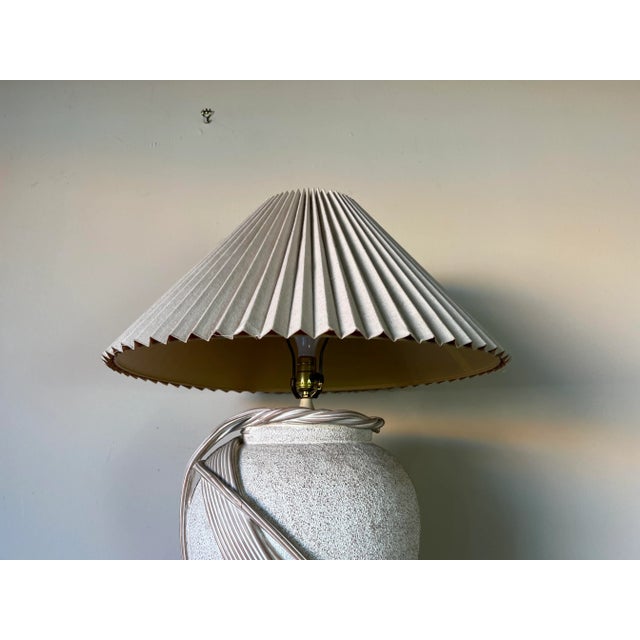 Vintage Organic Pottery and Rattan Sculptural Table Lamp For Sale - Image 11 of 13