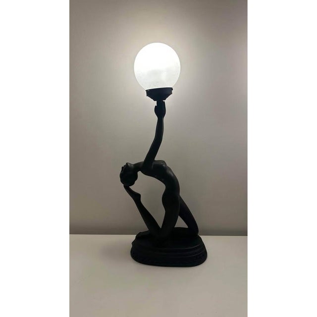 Metal 1980s Pair of Neo-Art Deco Nude Lady Figurine Lamps From the For Sale - Image 7 of 10