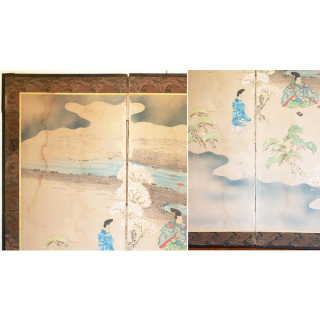 For Restoration: XL Edo Japanese 6-Panel Byobu Screen "Life of Samurai" by Mitsutaka Tosamori For Sale In Dallas - Image 6 of 13