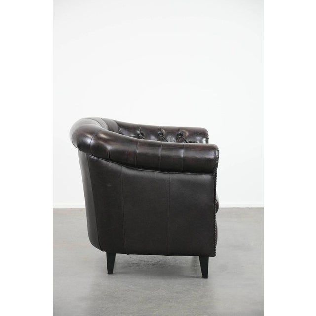 Chesterfield Club Chair in Cowhide Leather For Sale - Image 3 of 15