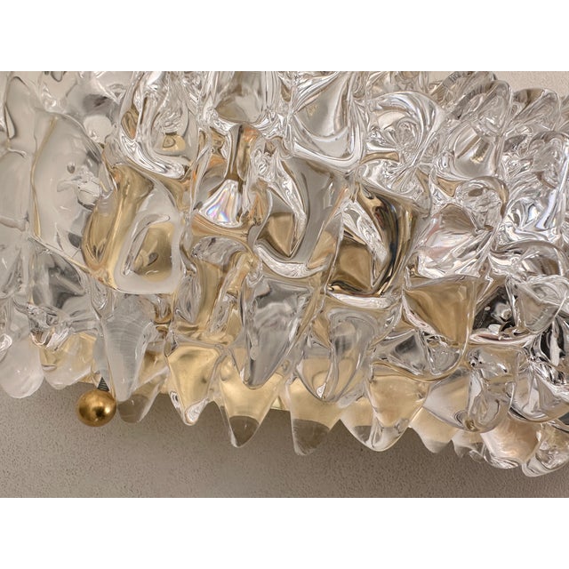 A Pair Barovier Style Art Deco Rostrato Clear Italian Murano Glass Wall Sconces For Sale - Image 16 of 16