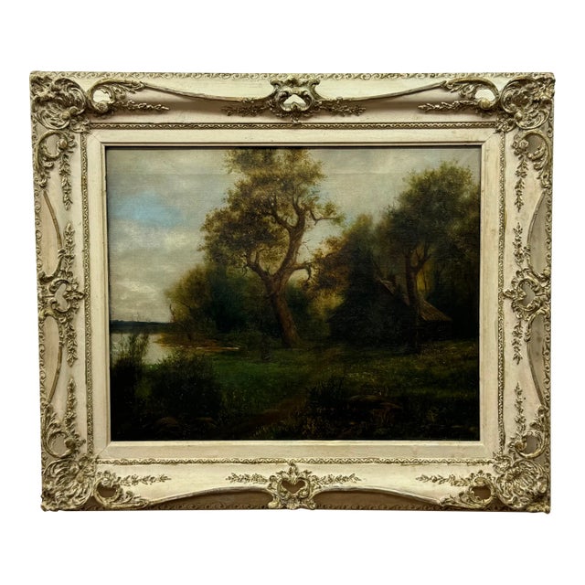 F. Stoltenberg Wooded Landscape With Trail to Cottage For Sale