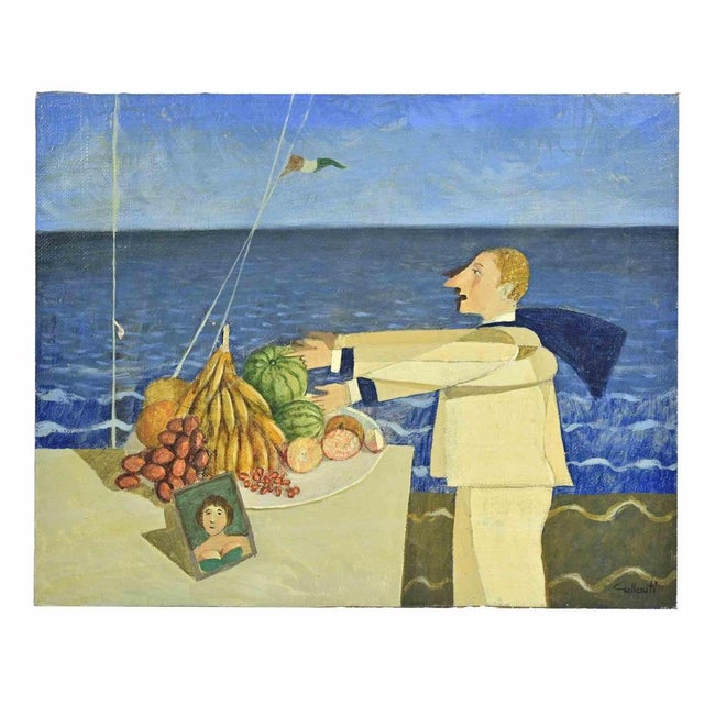 Oil on masonite realized by Alberto Gallerati in 1980s. Hand signed. Titled on rear. Very good condition. This piece is...