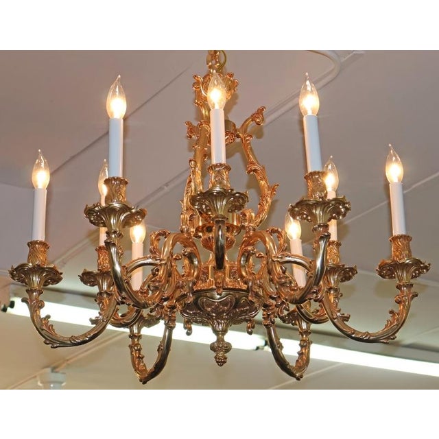 Mid 20th Century Italian Gilt Bronze Baroque / Rococo Style 10 Light Chandelier For Sale In New York - Image 6 of 17