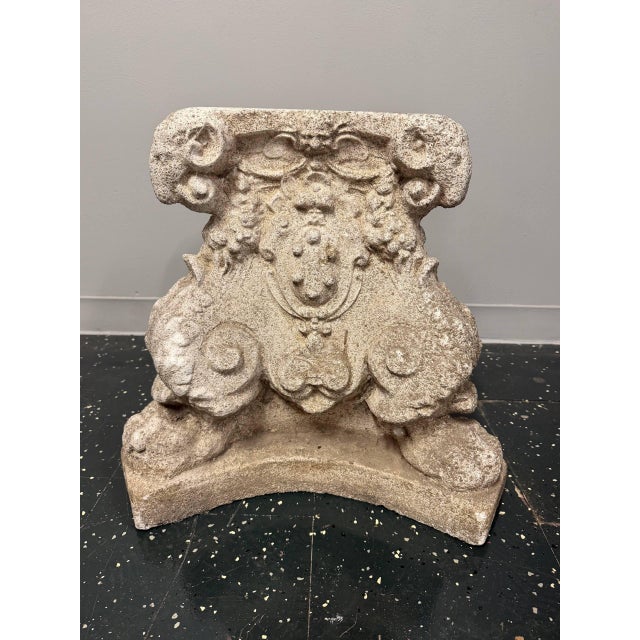 Large Neoclassical Cast Stone Architectural Capital With Ram Head Motifs For Sale - Image 4 of 5