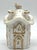 Antique English Staffordshire cottage pastille burner, detailed with a bird perched on the roof, pierced openings, and...