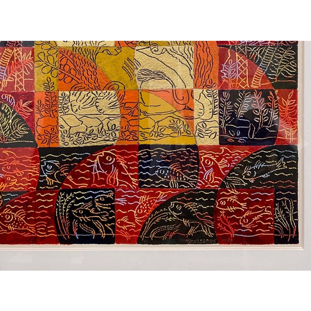 1980s Harry Koursaros, Large Pattern and Decoration Painting Abstract Expressionist Harry Koursaros P&D, 1983 For Sale - Image 5 of 11