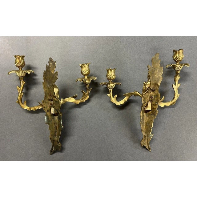 Gilt-Bronze Chinoiserie Wall Sconces- A Pair For Sale - Image 4 of 4