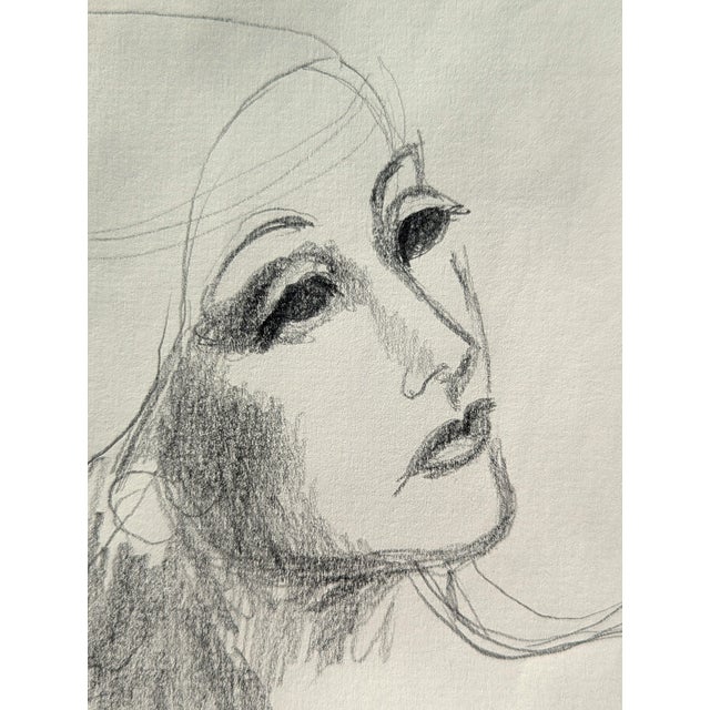David Adickes Early Modern Black & White Abstract Figurative Elegant Woman Drawing, Mid 20th Century For Sale - Image 9 of 10