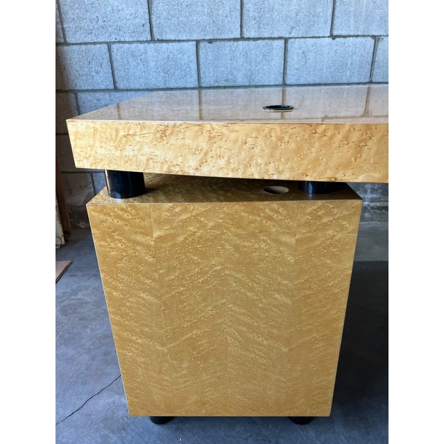 Leon Rosen for Pace Collection “Boca” Executive Desk in Birdseye Maple For Sale - Image 9 of 15