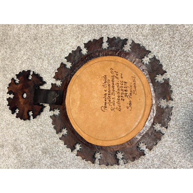 1960s Unique Vintage Leather Mirror For Sale - Image 5 of 5