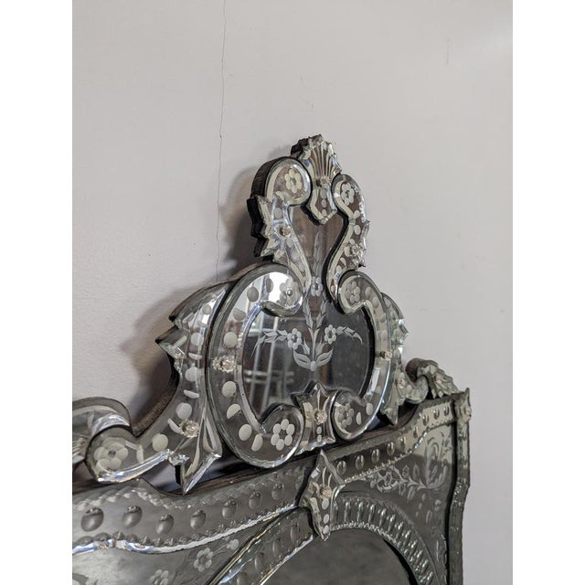 Vintage Venetian Silver Mirror For Sale - Image 3 of 6
