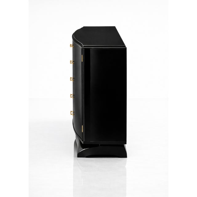 Art Deco Black Lacquered Copper-Plated Credenza, 1940s For Sale - Image 6 of 8