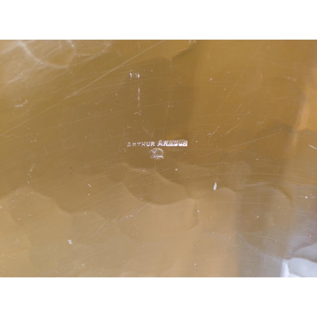 Vintage Arthur Armour Hammered Aluminum Mariners World Map Trash Can Wastebasket For Sale - Image 13 of 13