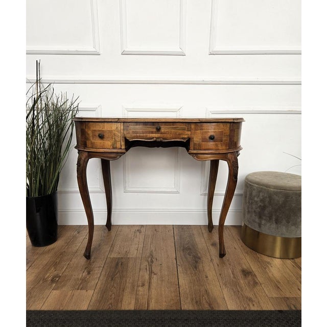 Wood Vintage Italian Kidney Shaped Desk in Walnut, 1940s For Sale - Image 7 of 10