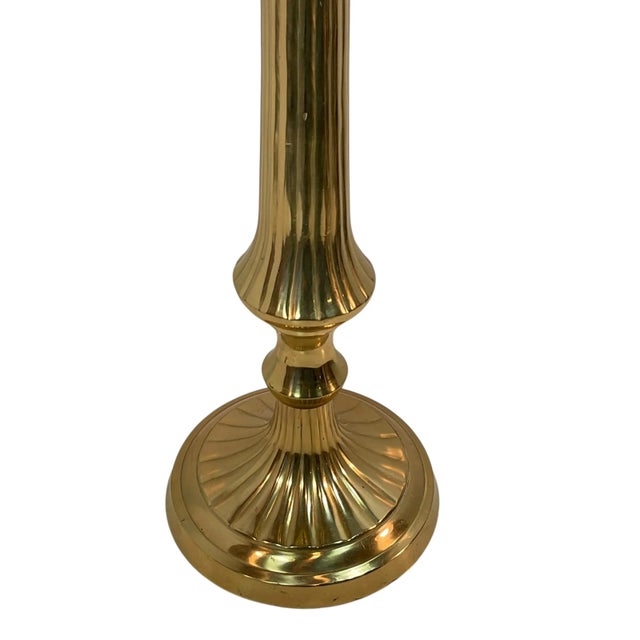 English Vintage Large Brass Candle Holder For Sale - Image 3 of 11