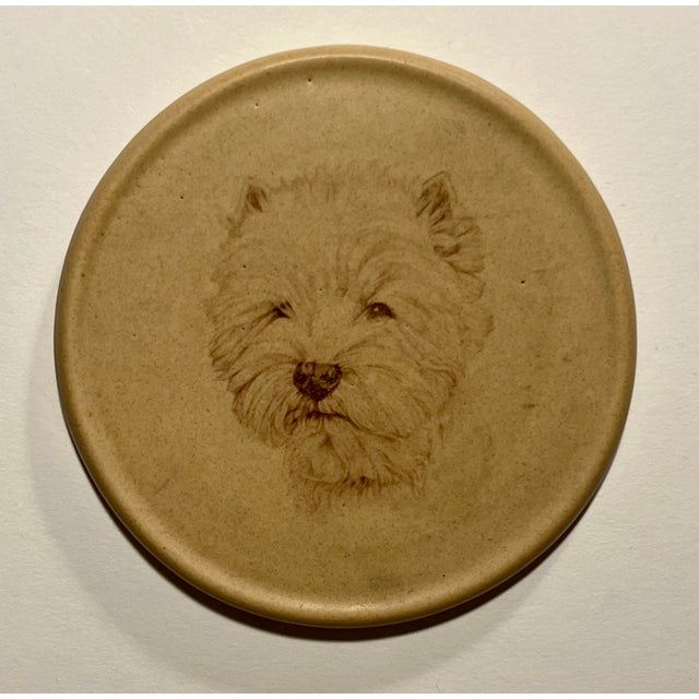 RARE! Set of 4 Vintage HONITON Pottery England Round Ceramic Dogs Coasters Aprox. dimensions: 3.5" diameter Good vintage...