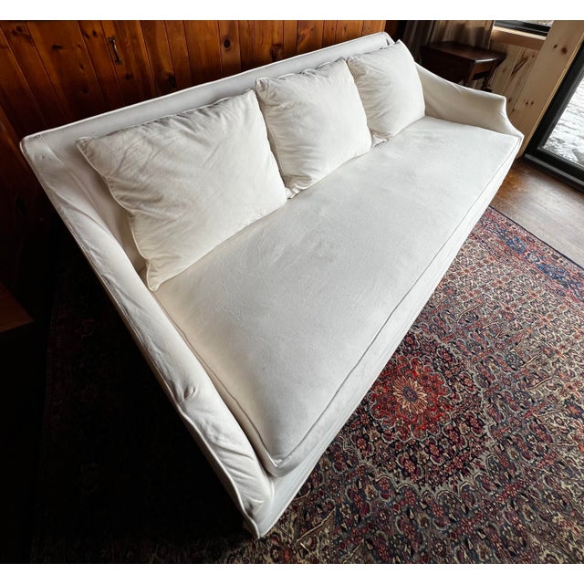 Wood Attributed to Mitchell Gold + Bob Williams “Morgan” Slipcovered Sofa For Sale - Image 7 of 11