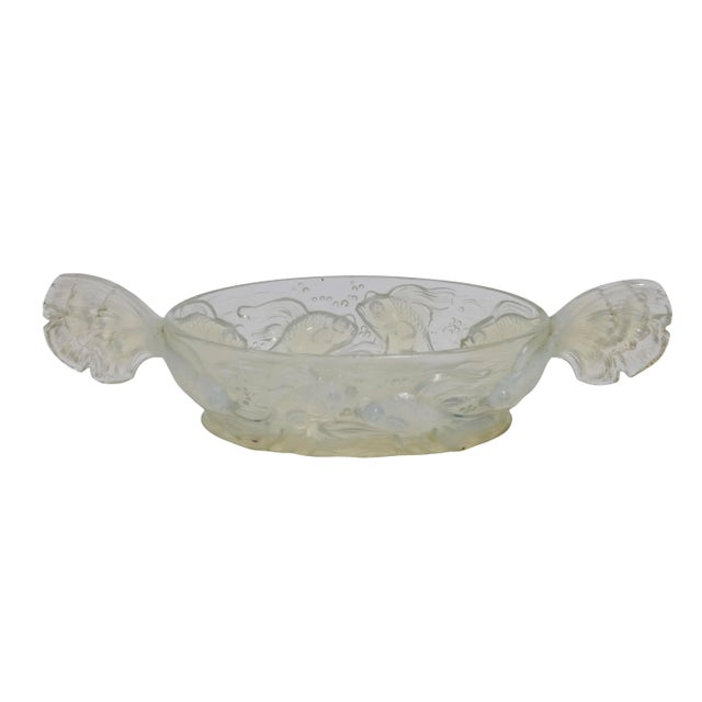 White Art Déco French Opaline Glass Fish Bowl by Vey, 1930s For Sale - Image 8 of 8