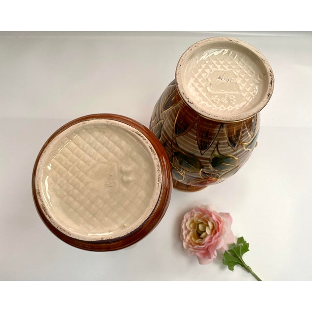Hand-Painted Ceramic Vases from H. Bequet, Belgium, 1960s, Set 2 For Sale - Image 6 of 8