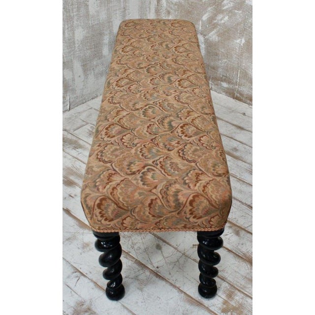 Antique Victorian English Oak Barley Twist Bench, 1880 For Sale - Image 3 of 6