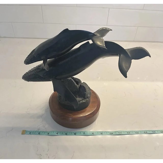 Copper The Whales of Randy Puckett Humpback Whales Bronze Sculpture 94/350 For Sale - Image 8 of 10