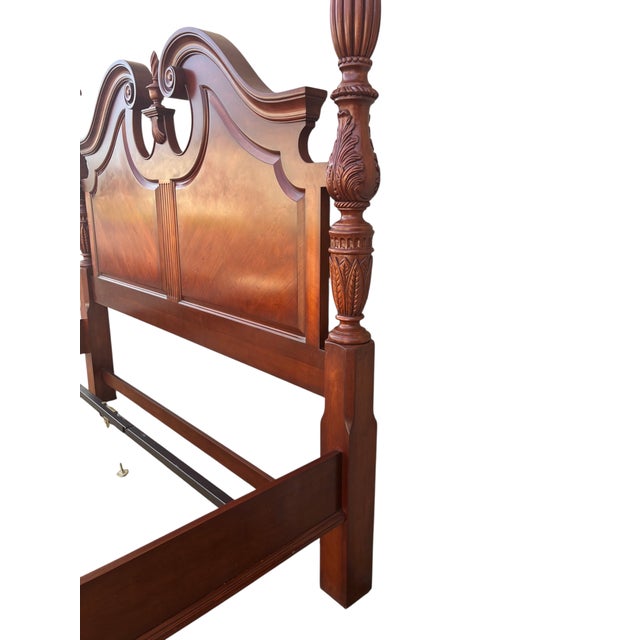 Thomasville Collectors Cherry King Size Poster Bed Carved Headboard Chippendale For Sale In Philadelphia - Image 6 of 18