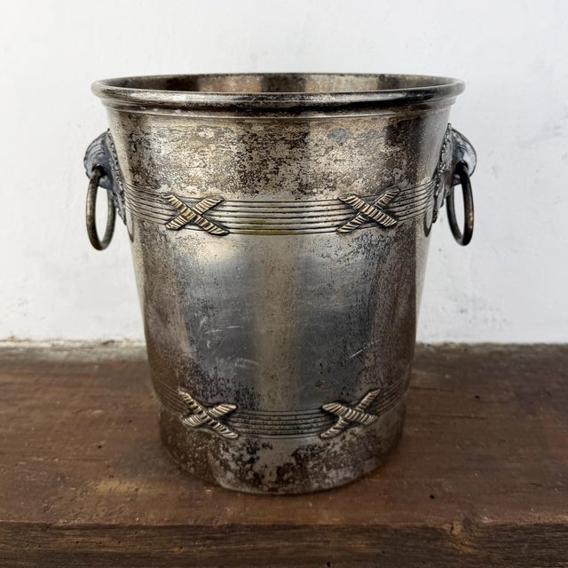 Metal Antique French Silver-Plated Champagne Bucket from Agrit Paris, 1890s For Sale - Image 7 of 17