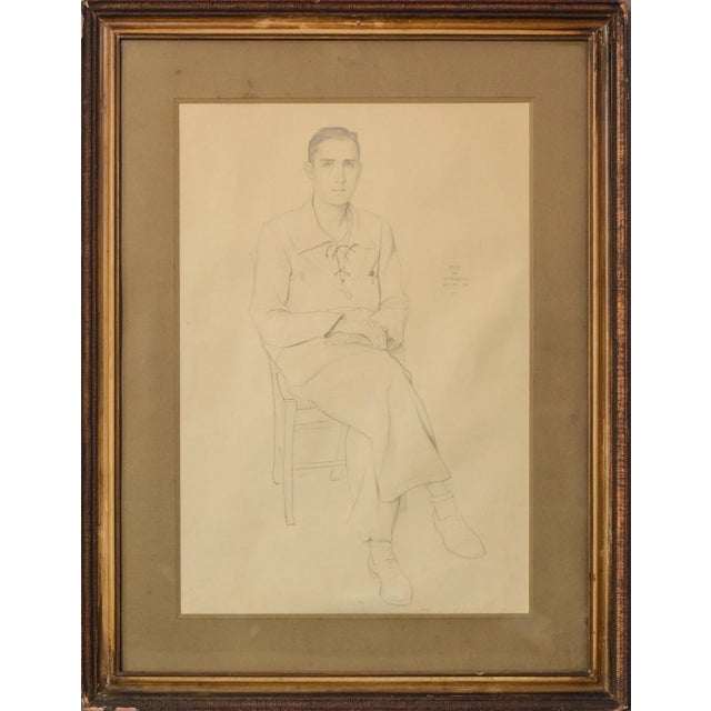 Although this is a light sketch of pencil on paper, the eyes of this sitter are what immediately draws us in - they are...