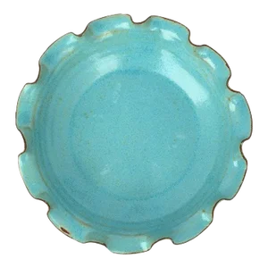 Sky Blue Pottery Bowl with Ruffled Edge