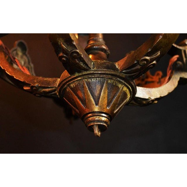 Louis XVI Art Deco French Gilt Bronze Five-Light Chandelier, 1920s For Sale - Image 10 of 13