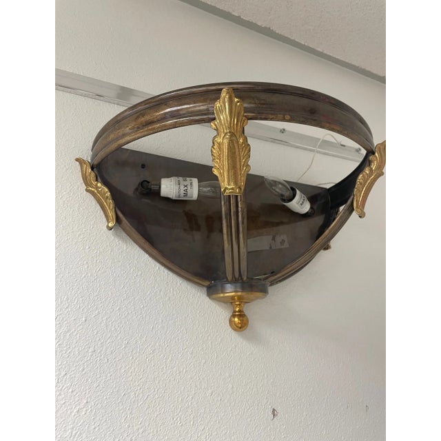 Metal 1990s Italian Bronze and Alabaster Shades Wall Sconce For Sale - Image 7 of 9