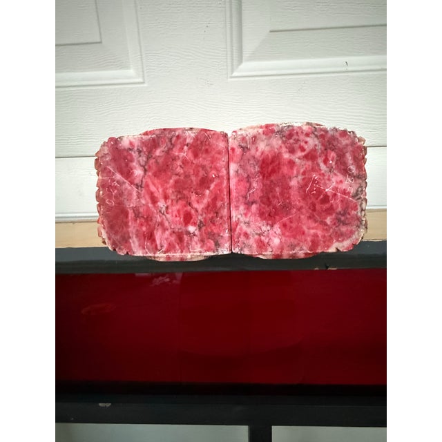 Late 20th Century Pink Italian Alabaster Scroll Bookends For Sale - Image 11 of 11