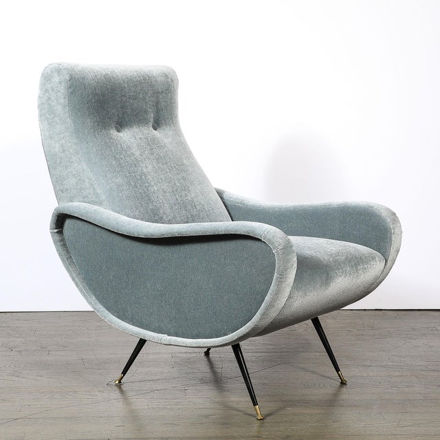 Mid-Century Modernist Lady Arm Chairs in Powder Blue Mohair by Marco Zanuso For Sale - Image 11 of 13