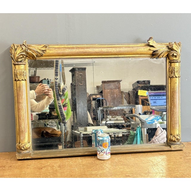 19th Century French Empire Giltwood & Gesso Mantel Mirror — 22" x 34" A storied piece of mid-to-late 19th-century European...